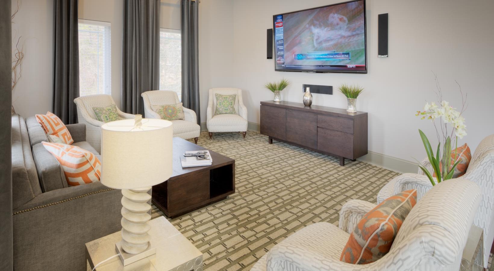 Settle into comfort at Langtree at Lake Norman a living room with a large television