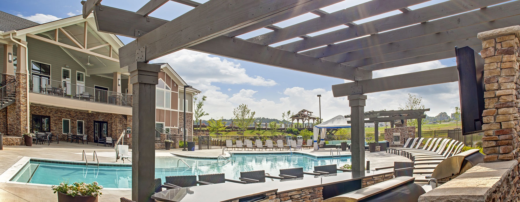 pool view from under pergola